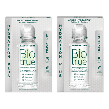 2 Pack - Biotrue Contact Lens Solution, Multi-Purpose Solution for Soft Contact Lenses, Lens Case Included, 2 FL OZ Travel Size