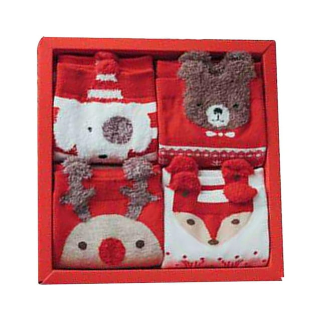 4 pares de calcetines navideños para mujer, cálidos y transpirables, bonitos, para invierno. Estilo D