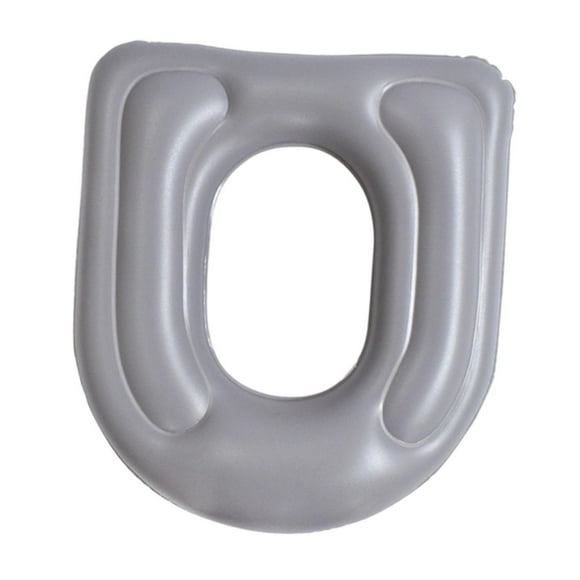 Cojín de inodoro inflable, cojín de apoyo, cómodo asiento de inodoro para viajes, hoteles, aviones, personas mayores y adultos. Gris