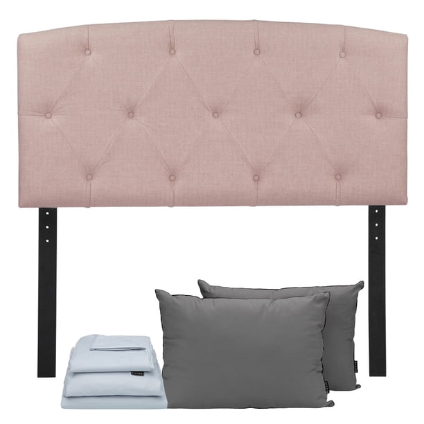 Cabecera Queen Size Sigma Rosa + Almohada 2Pack + Sábanas Softy
