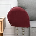 thumbnail image 2 of Wine Red Polyester Sofa Armrest Covers Set of 2 - Removable, Washable, Non-Slip Elastic Furniture Protectors for All Seasons with 10 Button Nails Included - Universal Fit Home Couch Arm Guards, 2 of 7