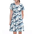 thumbnail image 1 of Lsque Robe Décontractée pour Femmes Imprimé Requin Mignon T-Shirt Été Manches Courtes Col Rond Robes Évasées, 1 of 6