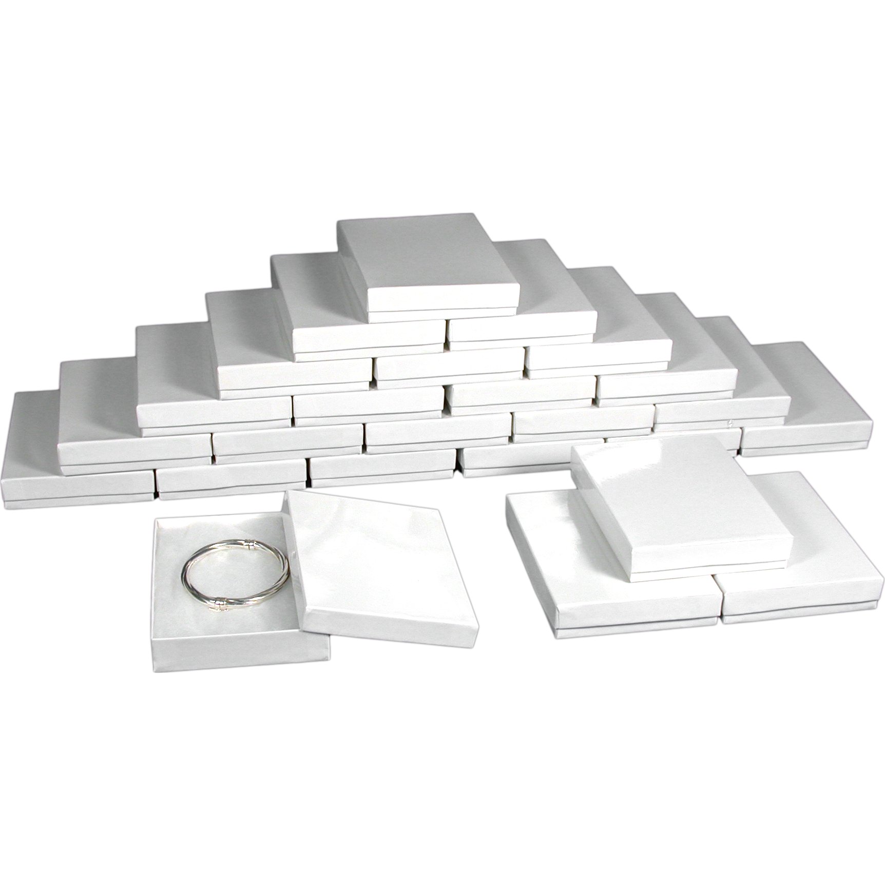 25 Cotton White Necklace Pendant Jewelry Gift Boxes 5 3/8"