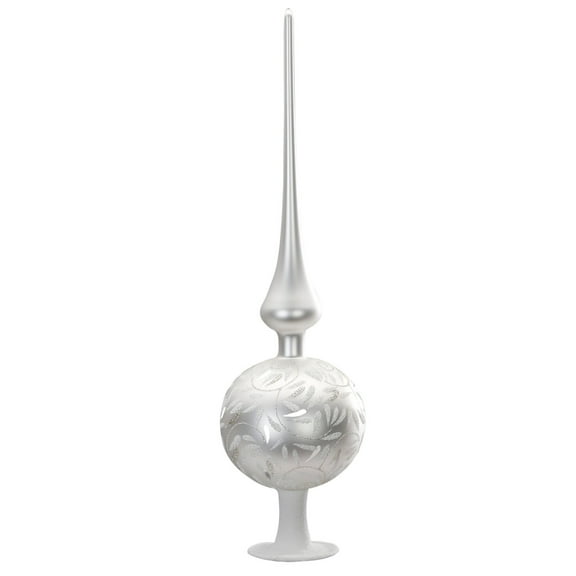 Inge Glas Delights White Matte German Glass Christmas Tree Topper 13 Inch