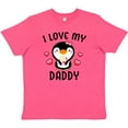thumbnail image 3 of Inktastic I Love My Daddy with Cute Penguin and Hearts Youth T-Shirt, 3 of 5