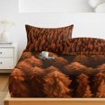 thumbnail image 6 of Full Size Fitted Sheet Set - Burnt Orange Forest 3 Piece Bedding Sets 16" Deep Pocket Fitted Sheet with 2 Pillowcases Pine Trees Modern Mysterious Art Brushed Microfiber Hotel Luxury Bed Sheets, 6 of 9