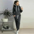 thumbnail image 2 of Outfmvch joggers for women Fashion Two Piece Plush Sportswear Set pants for women cargo pants, 2 of 7