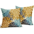 thumbnail image 2 of Blue Yellow Aqua Pillow Covers 16x16 Set of 2 Modern Dahlia Floral Decorative Outdoor Pillowcases Geometric Art Flower Farmhouse Throw Cushion Case Decor for Couch Sofa Bed, 2 of 6