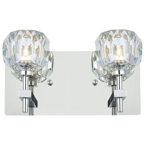 Elegant Lighting Graham 2-Light Crystal/Iron Wall Sconce in Chrome