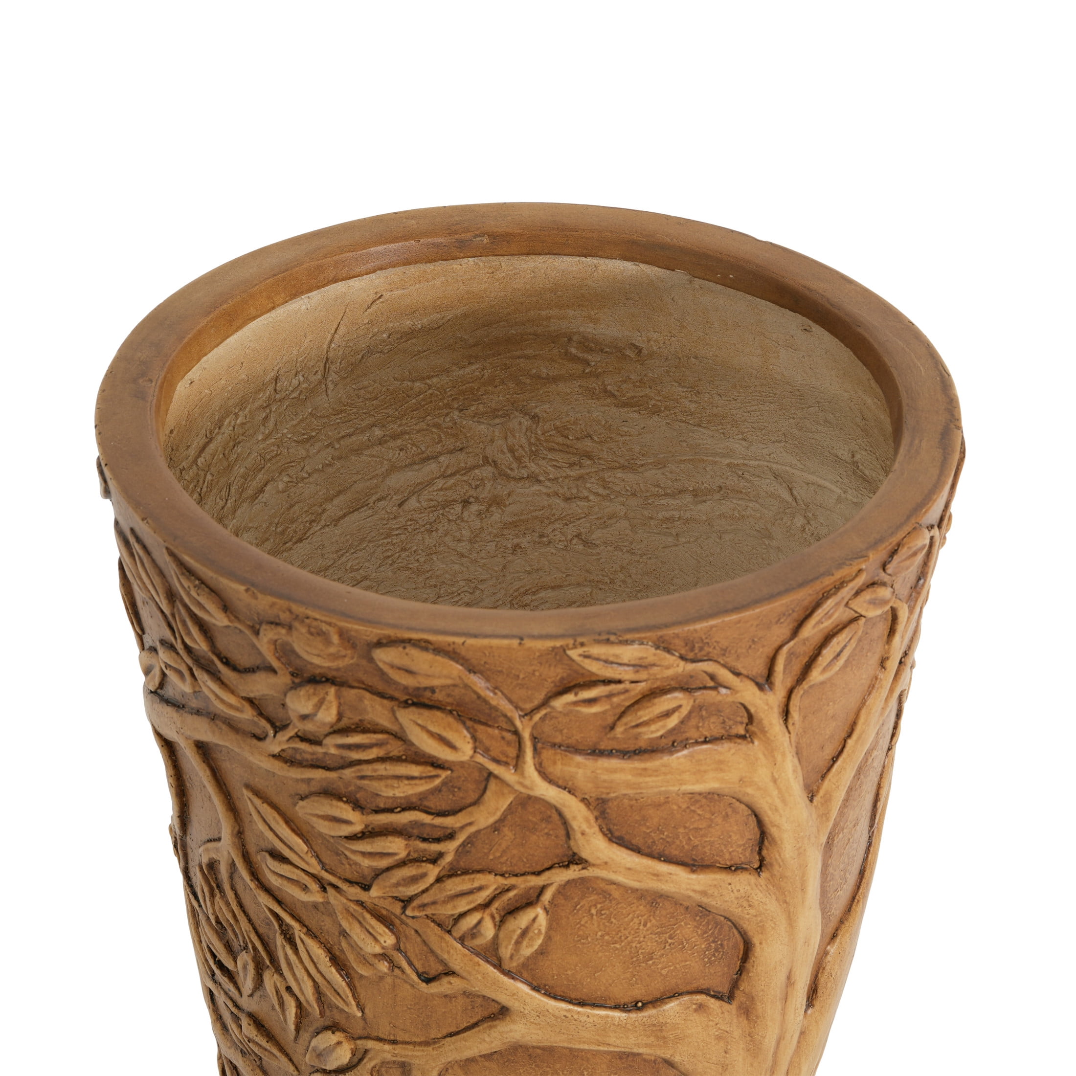 Christopher Knight Home 25" Tall MGO Outdoor Indoor Decorative Planter with 3D Tree of Life Texture, Antique Bronze