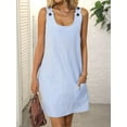 thumbnail image 5 of Summer Dress for Women Sleeveless Tank Dress with Pockets Casual Short A Line Dress Crewneck Sundress 2025 Blue S, 5 of 7