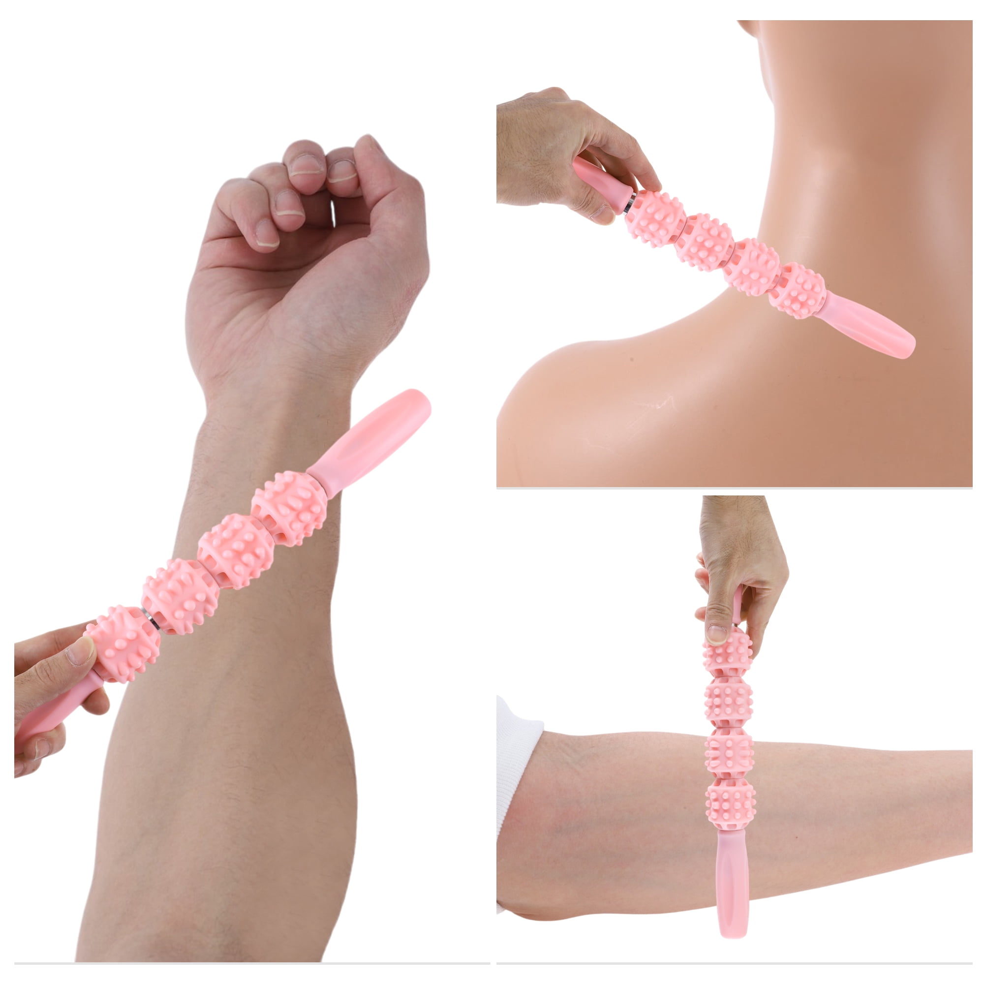 Unique Bargains Wolf Tooth Massage Stick Manual for Relaxation Pink
