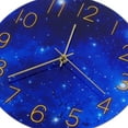 thumbnail image 3 of 12-Inch Glass Wall Clock (Starry Sky Design) – Quiet Non-Ticking, Decorative Round Clock for Living Room, Bedroom, Office (Blue Starry Pattern), 3 of 8