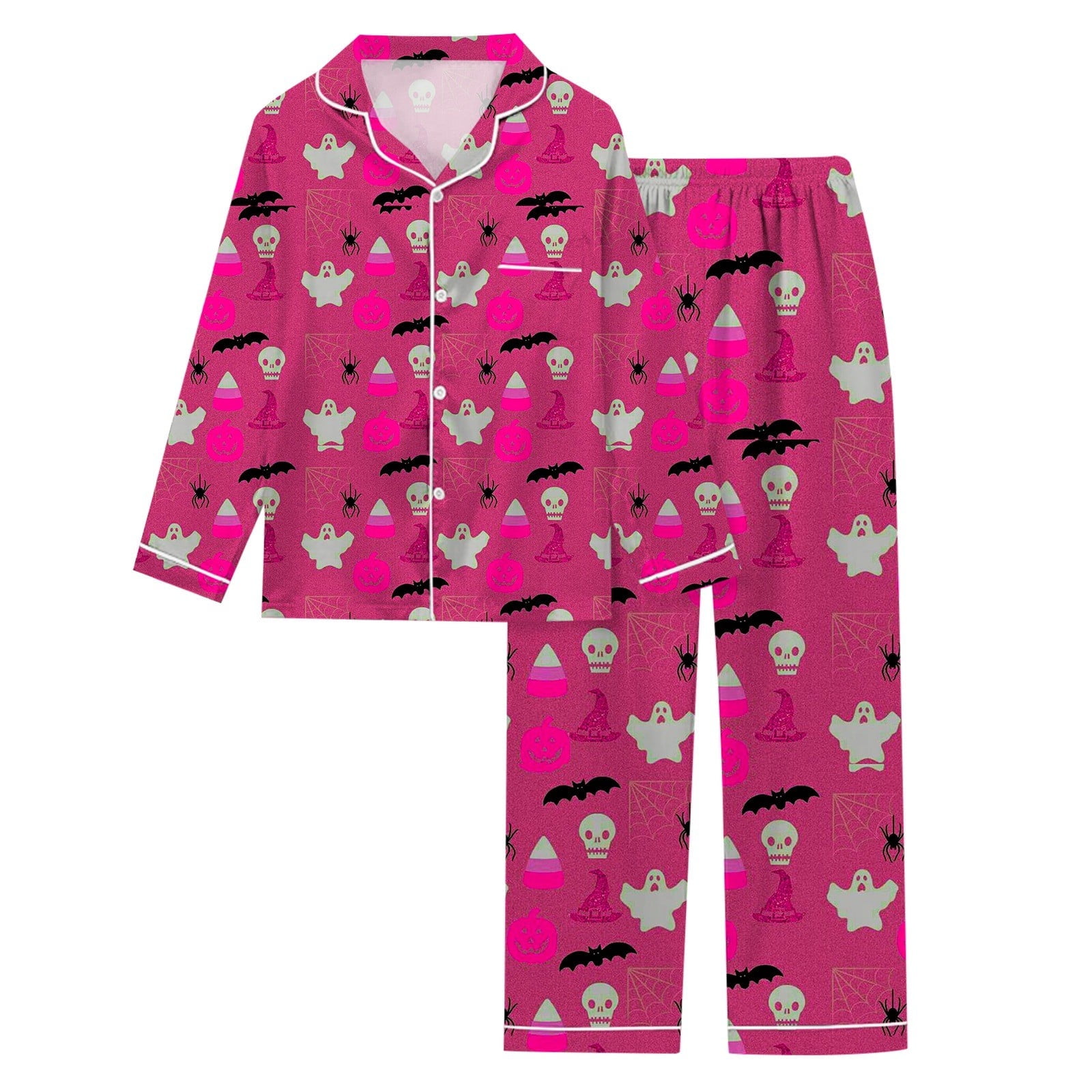 Pyjama Halloween Femme Manches Longues - Imprimé Fun, Confortable, Coupe Large - Pour Soirée, Maison, Vêtement De Nuit Décontracté