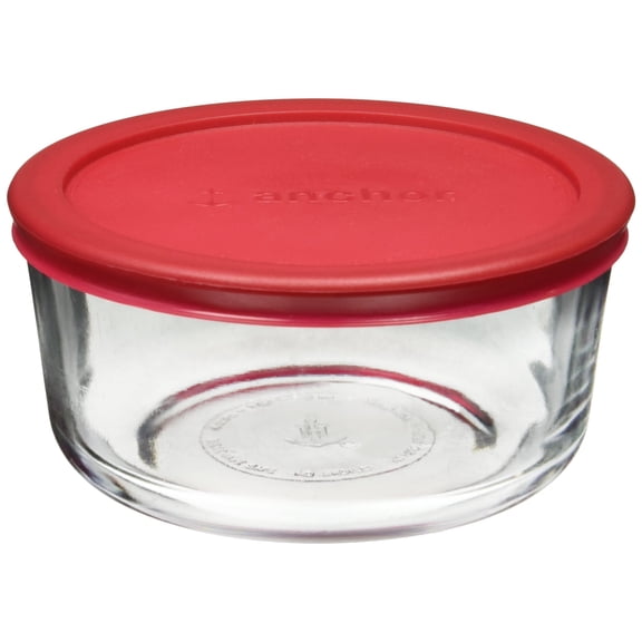 Open Box ANCHOR HOCKING SNUG FIT 4-CUP/946ML GLASS STORAGE CONTAINER (1 PACK) - RED
