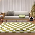 thumbnail image 3 of SARAG Soft Rugs For Living Room, 5x7ft Off-White And Green Checkered Fluffy Shaggy Rugs For Indoor Use, Ultra Fuzzy Rug For Bedroom Kids Nursery Rooms,Home Decor Aesthetic, 3 of 11