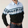 thumbnail image 1 of Camisa de manga larga con estampado de flores de vaquero occidental para primavera y verano, cómoda camisa de fiesta de tela suave para hombre, 1 of 6
