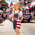 thumbnail image 6 of Likimi Toddler Kids Girls Suspenders Dress For Independence Day Square Neck Sleeveless Patriotic Printed Summer Fashionable Dresses Blue Size 8-9 Years, 6 of 7