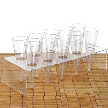 Clear Plastic Disposable - BalsaCircle Clear 20 pcs 3.5 oz Disposable Plastic Cones Cups and 2 Display Trays - Disposable Wedding Party Catering Tableware