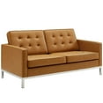 thumbnail image 4 of Loft Tufted Upholstered Faux Leather 3 Piece Set in Silver Tan, 4 of 5