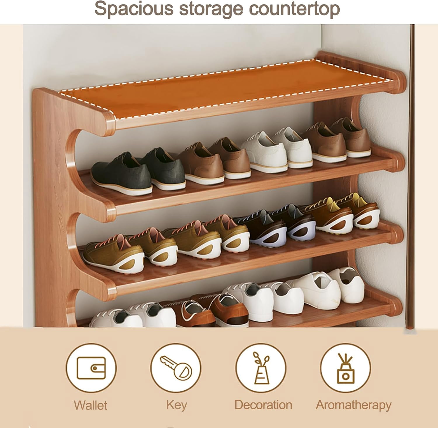 SAVALETOR Bamboo Shoe Rack,6 Tiers Shoe Racks,Vertical Shoe Rack Organizer,Multifunctional Front Door Shoe Rack,Wooden Stackable Shoe Storage Shelves,for Entryway,Hallway,Bedroom Hallway Closet