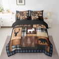 thumbnail image 2 of Castle Fairy Teens Safari Deer Bear Twin Bedding Sets,Plaid Bedding Comforter Set, 2 of 8