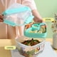 thumbnail image 4 of Caja bento de doble capa con tapa sellada • Contenedor de almacenamiento de alimentos apta para microondas • Fiambrera portátil para la oficina • Incluye tenedor, cortador y caja de condimentos, 4 of 8