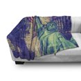 thumbnail image 3 of American Soft Flannel Fleece Throw Blanket, New York Landmarks Skyscrapers Brooklyn Bridge Statue of Liberty Flag Theme, Cozy Plush for Indoor and Outdoor Use, 60" x 80", Blue Red White, by Ambesonne, 3 of 6