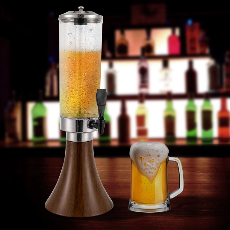 KK KMKGOKO Mimosa Tower, 3L/100oz Drink Tower Dispenser with Ice Tube and LED Light, Tabletop Beer Dispenser (1pc)