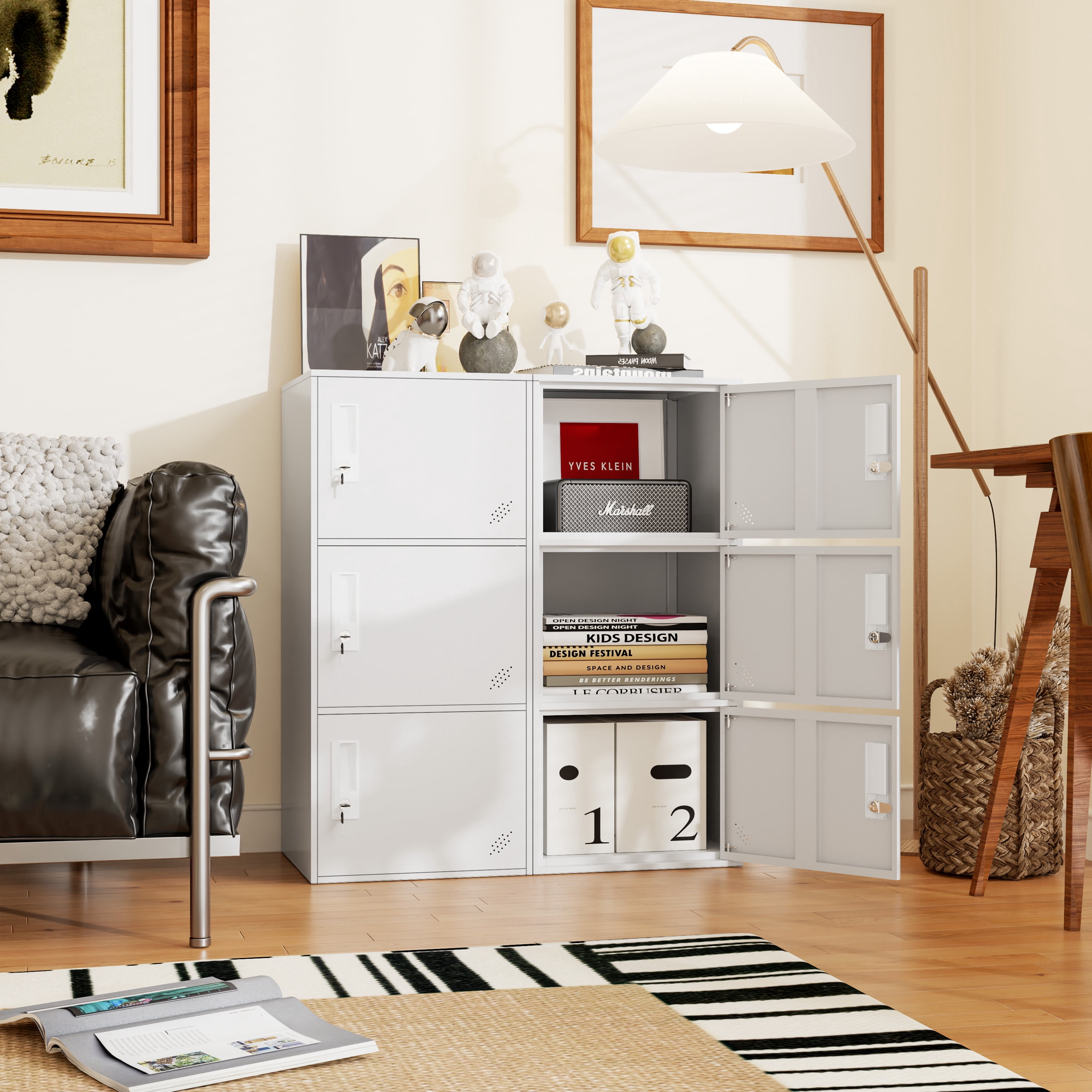 3 Door Vertical Stackable Storage Cabinet with Lock,Anti-Failing Device, Metal Lcoker,Organizer for Office, Home, Gym, School,Employee,Kids.