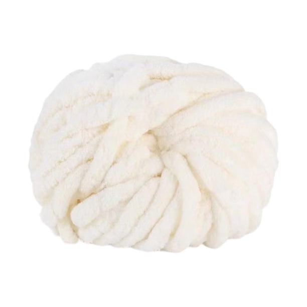 Hilo de lana gigante grueso para tejer a mano, poliéster suave y grueso, kit de crochet para manualidades Blanco