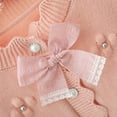 thumbnail image 6 of IVEYRTF Girls Floral Knit Button Cardigan Sweater Big Lapel Open Front Coat Soft Cozy Warm Outerwear for Toddler Kids Everyday Wear Casual Outfit(Pink#1,4-5 Years), 6 of 7