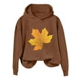 thumbnail image 1 of WEAIXIMIUNG Sweatshirts Col Rond Graphique Surdimensionné pour Femmes et Hiver Mode Action de Grâce Jaune Imprimé Feuille d'Érable à Capuche, 1 of 3