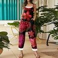 thumbnail image 5 of Fgvctg Valentine's Day Women's Jumpsuits Wide Leg Pant Fashion Overalls Love Heart Print Sleeveless Spaghetti Straps Jumpsuit Rompers Bib Overalls Oversized Sprimg Pants With Pockets Red M, 5 of 5