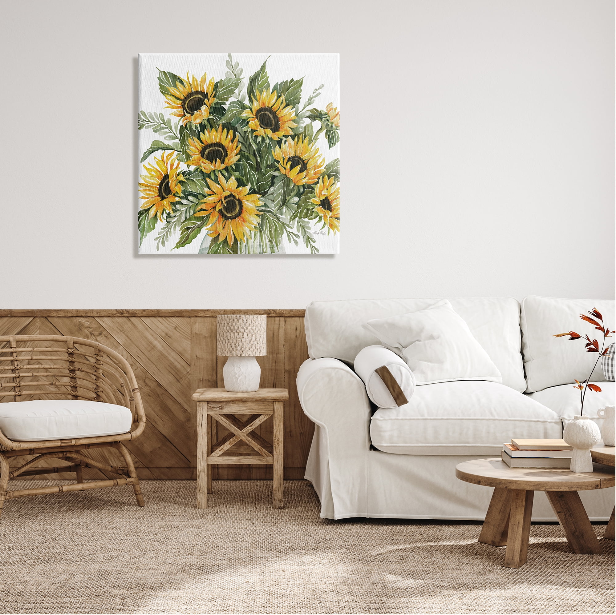 Stupell Industries Bold Sunflower Bunches Floral Country Blossom Bouquet Graphic Art Gallery Wrapped Canvas Print Wall Art, Design by Cindy Jacobs