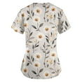 thumbnail image 3 of BDPORKAS Scrubs for Women Tops Casual V Neck Short Sleeve Scrub Shirts Stretchy Floral Print Nursing Pocketed Working Uniform, 3 of 5