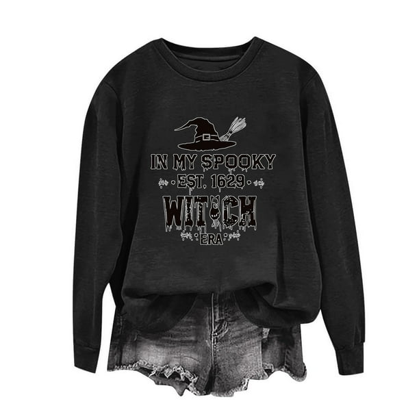 Heisall Womens Hoodies Halloween Print Long Sleeve Loose Casual Crew Neck Sweatshirts 2025 New Arrival Fashion Style