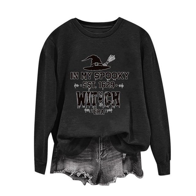 Heisall Womens Hoodies Halloween Print Long Sleeve Loose Casual Crew Neck Sweatshirts 2025 New Arrival Fashion Style