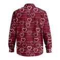 thumbnail image 3 of Fgvctg Valentine's Day Button Down Shirt for Men Long Sleeve Cotton Shirts Soft Collared Blouse Date Day Love Heart Print Oversized Business Casual Tops Vermilion XL, 3 of 5