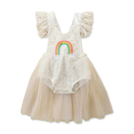 

Kidcici Infant Newborn Baby Girls One-Piece Bodysuit Dress Lace Solid Color Romper