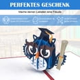 thumbnail image 3 of Tarjeta de felicitación con forma de búho 3D emergente con sombrero de graduación, tarjeta plegable con sobre para aprobar un examen, tarjeta de felicitación de graduación con estilo de búho, regalo, 3 of 7