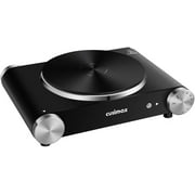 Cusimax 1500W Electric Hot Plate for Cooking Portable Single Burner Heat-up in Seconds Adjustable Temperature Control Stainless Steel Black