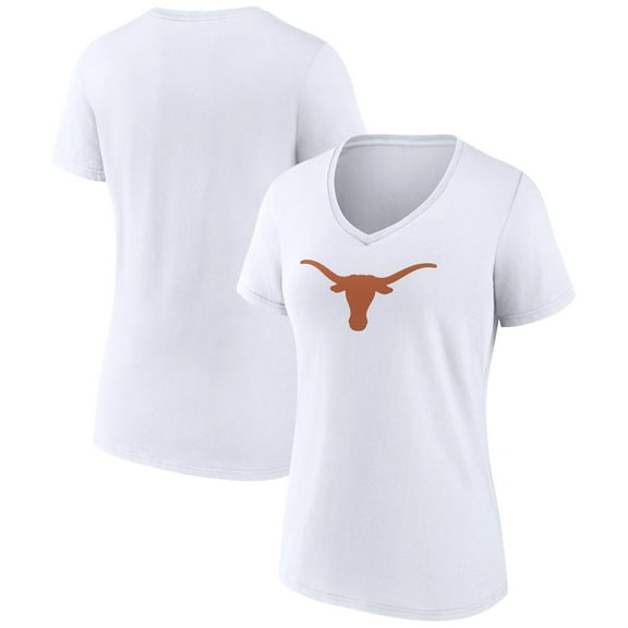 Women's White Texas Longhorns Team Logo V-Neck T-Shirt