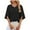 Chiffon- Black, variant on Design Womens Plus Size V Neck Loose Blouse 3/4 Sleeve Back Buttons T Shirts Casual Solid Tops For Summer Fall "Black, 2XL"
