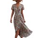 thumbnail image 1 of Vestido Cruzado Con Estampado Floral Vestido De Verano Con Cuello En V Vestido Floral Cruzado Con Cuello En V Cintura Con Cinturón Manga Con Volantes Dobladillo Asimétrico ANGGREK Azul Rosa XL, 1 of 6