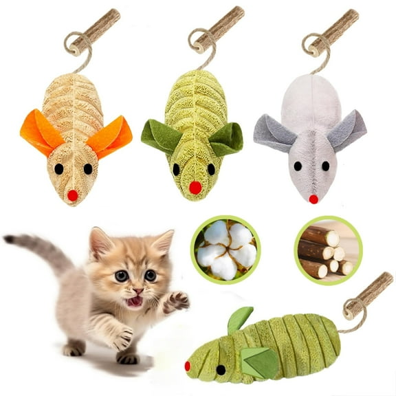 Silvervine Cat Toys with Catnip, 3pcs Matatabi Mice for Indoor Cats, Dental Chew & Exercise Toys to Stimulate Play in Kittens and Adult Cats