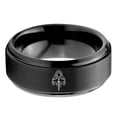 thumbnail image 2 of Tungsten Graduation Rings for Men Black Gamer Wedding Band Spiral 21 Birthday Gift Small, 2 of 8