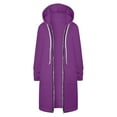 thumbnail image 3 of Long Hoodies for Women Zip Up Double Zipper Fleece Tunic Sweatshirts 2025 Fall Winter Oversized Jacket With Pockets Long Sleeve Casual Travel Outerwear​ Dark Purple L, 3 of 7