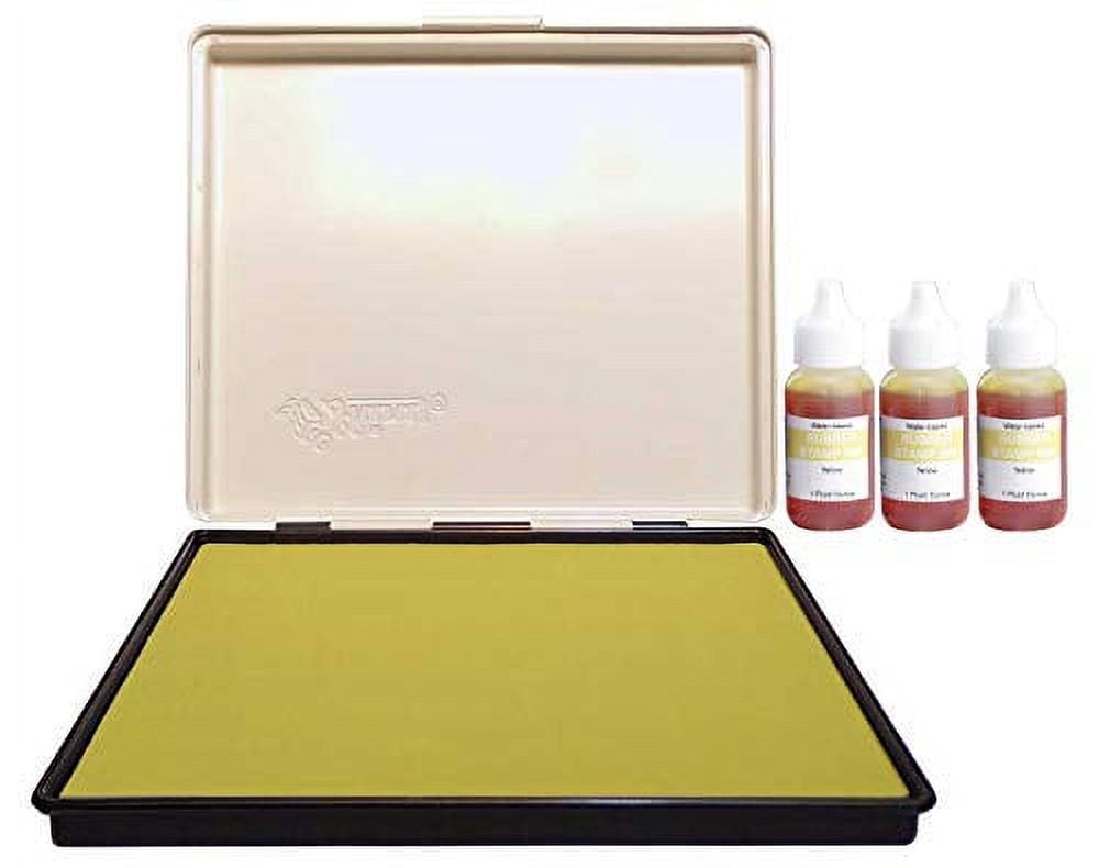 Extra Large 8" x 12" Industrial Rubber Stamp Ink Pad in Metal Case, Yellow Stamp Pad