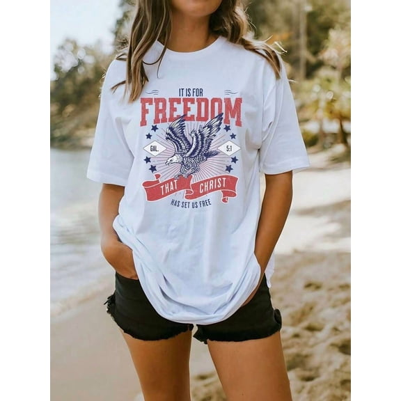 2026 New ModelChristian 4th Of July Vintage Patriotic God Bless America Independence Day Tee, Free ShippingStylish Short Sleeve Shirts